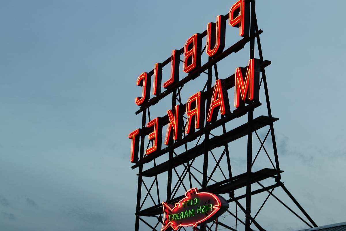 pike place market red Public Market LED signage united states